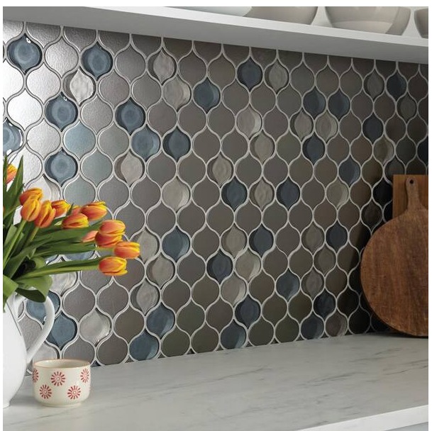 Daltile Evening Gray Arabesque Glass/Porcelain Mosaic Tile - Image 7