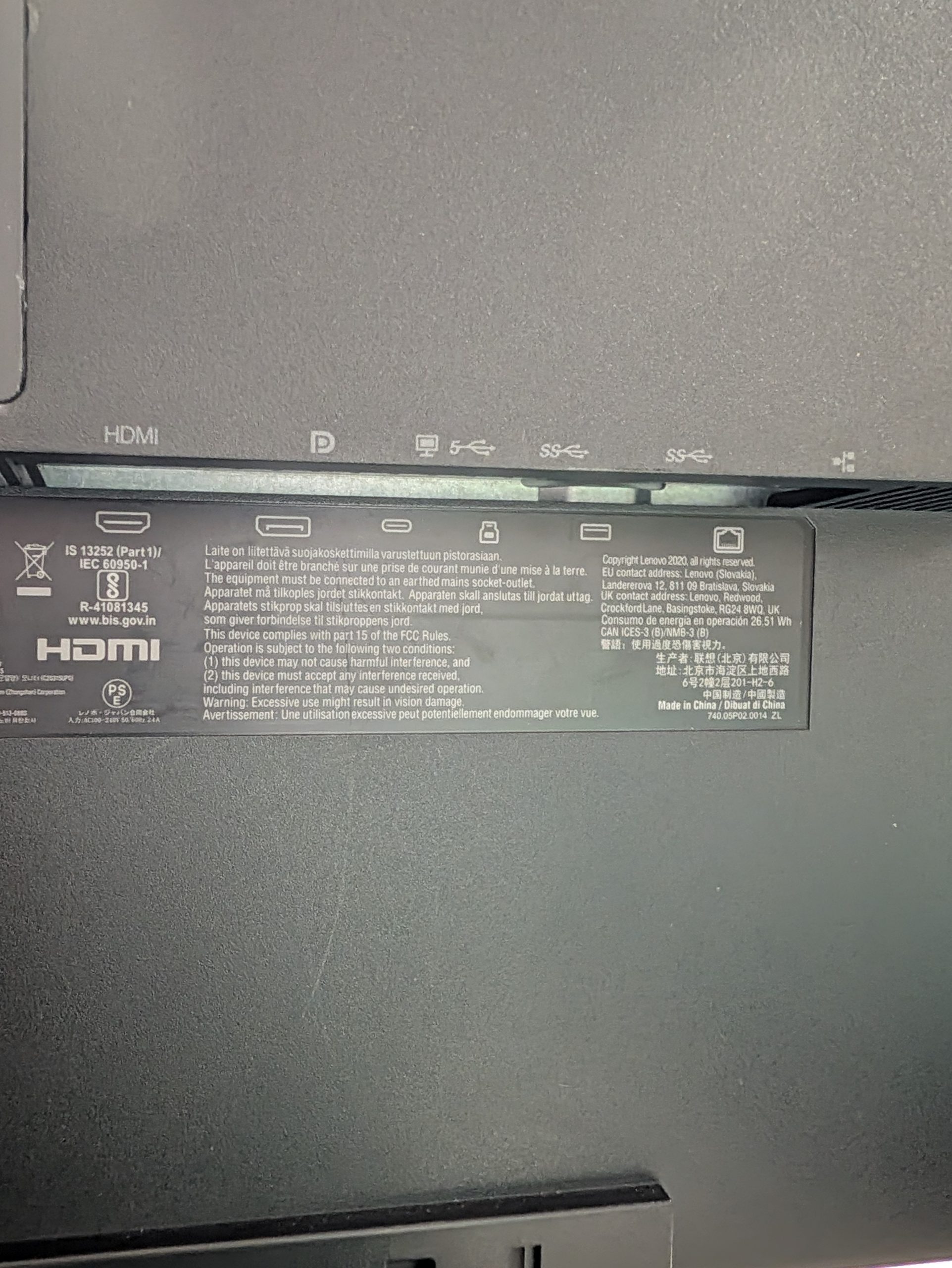 Lenovo 32" 4K 60Hz UHD 3840x2160 USB-C , HDMI, DP w/stand - Image 7