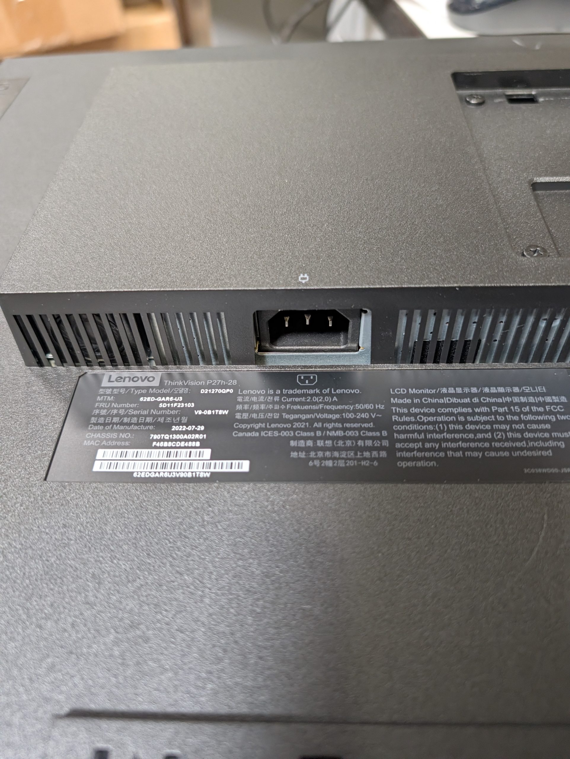 Lenovo ThinkVision 27" 2K 2560x1440 60Hz QHD IPS Monitor USB-C, HDMI, DP Inputs -Preowned - Image 6