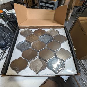 Daltile Evening Gray Arabesque Glass/Porcelain Mosaic Tile